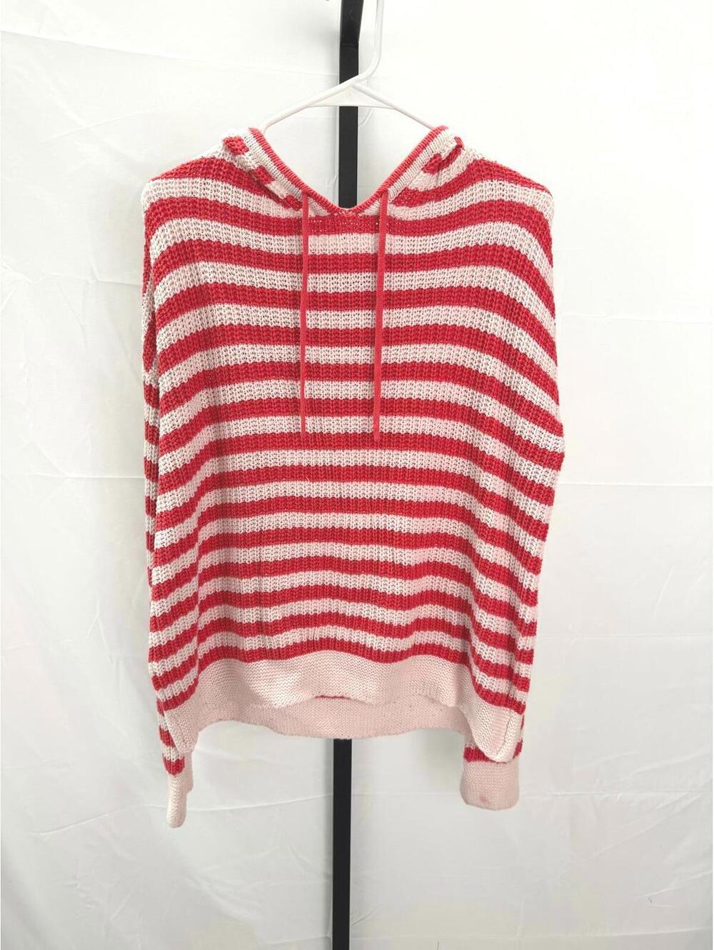 Workshop Republic Small Red and White Striped Women's Hoodie Sweater